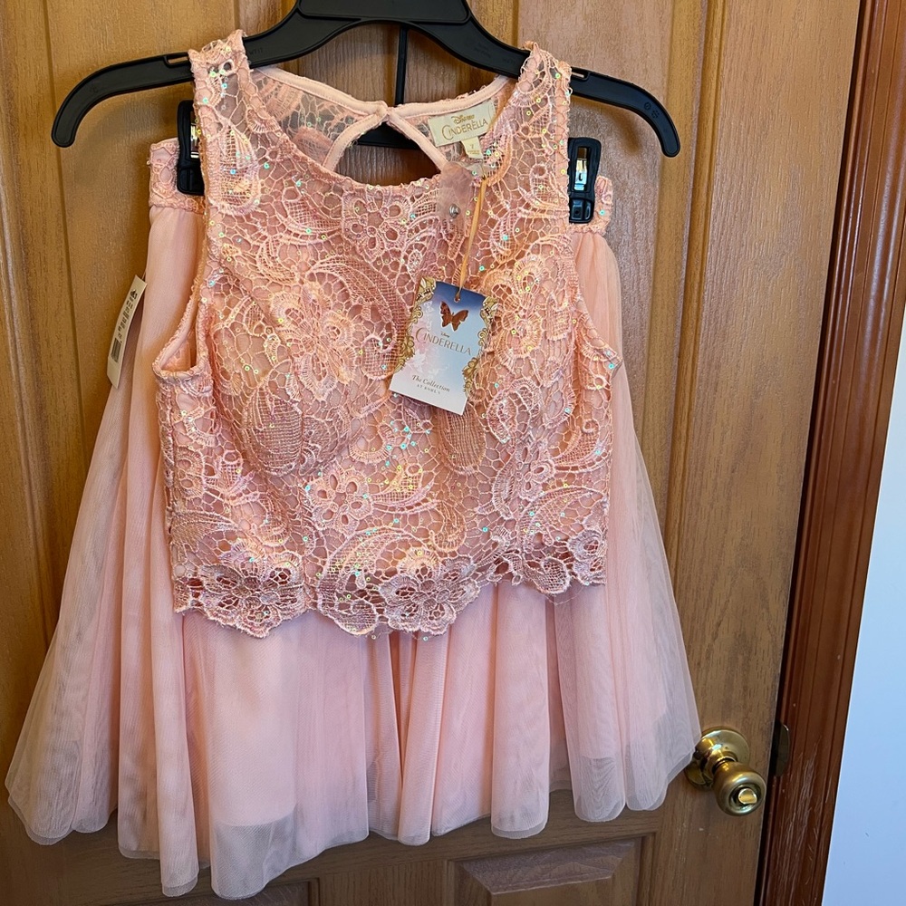 NWT Disney Cinderella Peach 2 PC Crop Top & Skirt Size 7